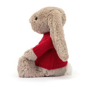 Bashful Beige Bunny with Personalised Red Jumper